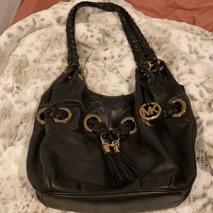 Michael Kors black leather bag with gold